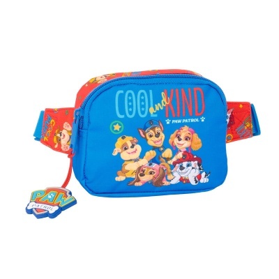 Bolsa de cintura azul Paw Patrol com personagens e texto colorido