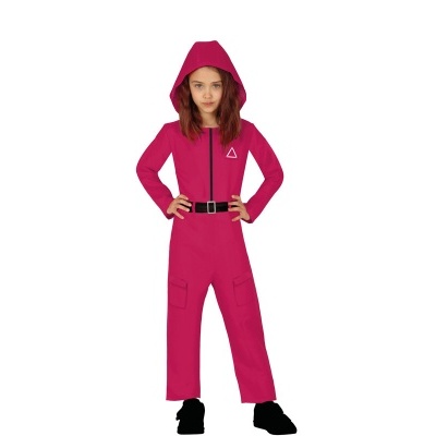 Macacão cor-de-rosa para criança com capuz e fecho zip