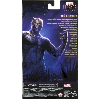 Embalagem traseira da figura de ação Erik Killmonger da Marvel Legends Series