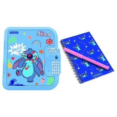 Conjunto Lexibook Disney Stitch com dispositivo electrónico azul claro e caderno com caneta rosa