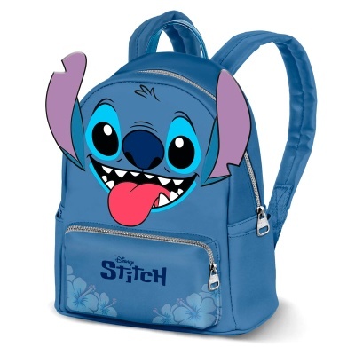 Mochila azul Disney Stitch com rosto e orelhas em relevo