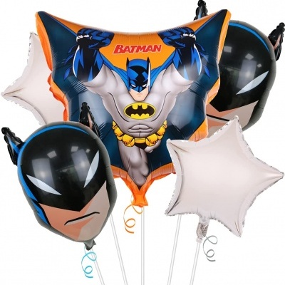 Balões de festa temáticos do Batman com várias formas e cores