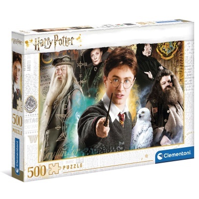 Caixa de puzzle Harry Potter 500 peças com personagens principais e coruja Edwiges