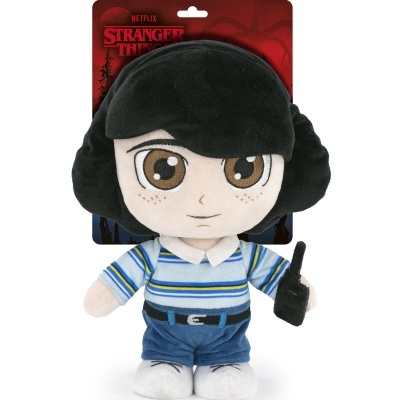 Boneco de peluche STRANGER THINGS com roupa às riscas azuis e walkie-talkie