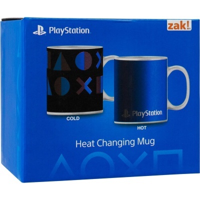 Caixa azul com caneca de mudança de cor PlayStation