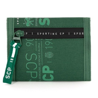 Carteira verde Sporting CP com zip e alça SCP