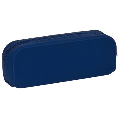 Estojo retangular azul escuro com fecho de correr duplo