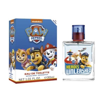 Perfume Eau de Toilette Paw Patrol com personagens animados e embalagem azul