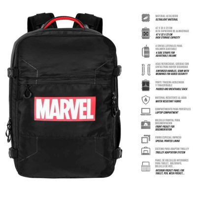 Mochila preta com logótipo MARVEL em vermelho