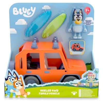 Brinquedo de veículo familiar Heeler 4WD com acessórios e personagem, embalagem colorida
