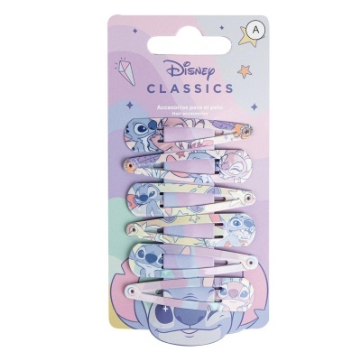 Conjunto de ganchos de cabelo Disney Classics com padrão colorido em cartão