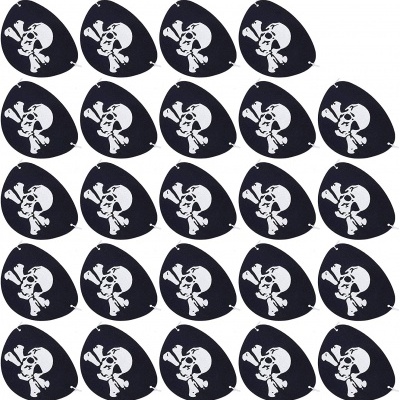 Palhetas pretas para guitarra com caveira branca alinhadas em grade