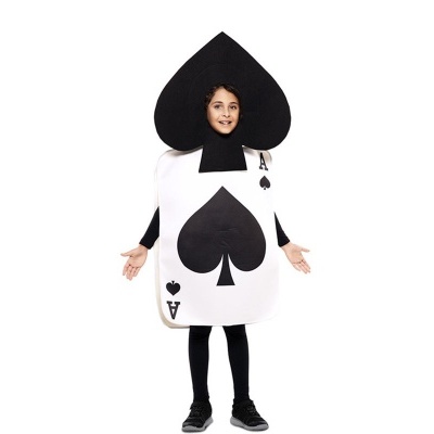 Fantasia de criança carta de baralho Ás de Espadas preta e branca