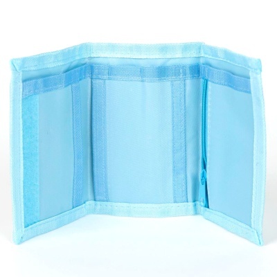 Carteira azul de tecido aberta