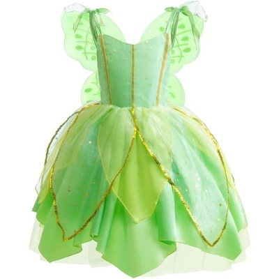 Vestido de fantasia verde com asas