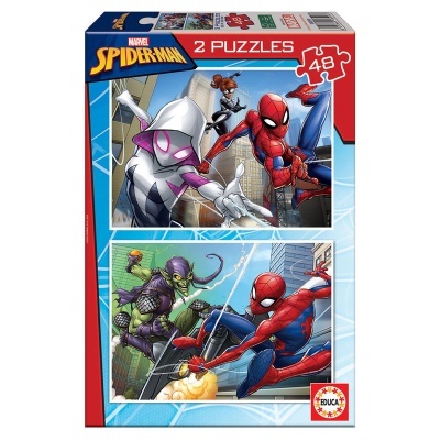 Caixa de puzzle Spider-Man da Marvel com 2 puzzles de 48 peças