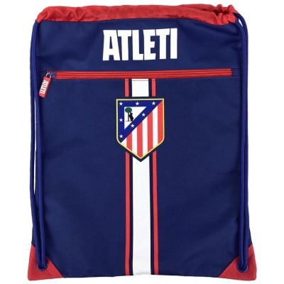 Mochila de cordão azul escura com detalhes vermelhos e logótipo Atlético de Madrid