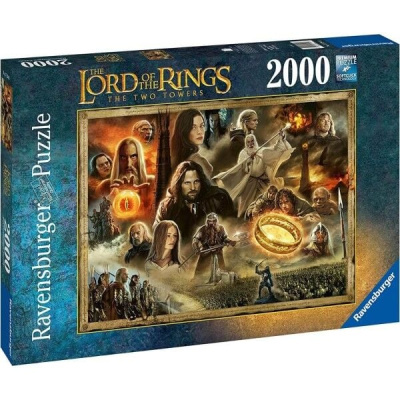 Caixa de puzzle Ravensburger The Lord of the Rings The Two Towers com 2000 peças