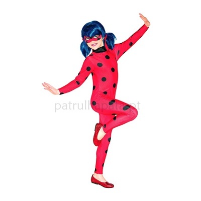 Fato Ladybug vermelho com pintas pretas e máscara