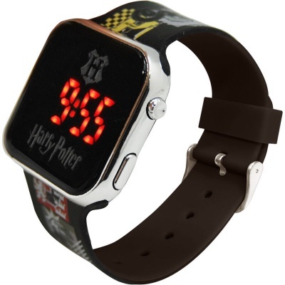 Relógio digital Harry Potter com pulseira preta e números LED vermelhos