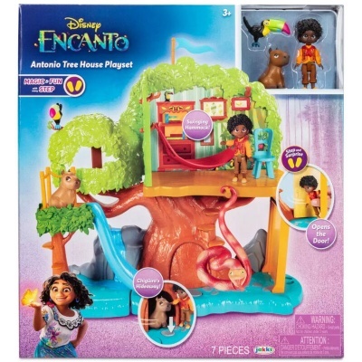 Conjunto de brinquedo Disney Encanto Antonio Tree House Playset com árvore, slide, figuras e texto na embalagem