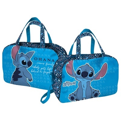 Duas malas azuis com personagem Stitch da Disney e texto OHANA