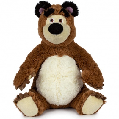Urso de peluche castanho e creme sentado