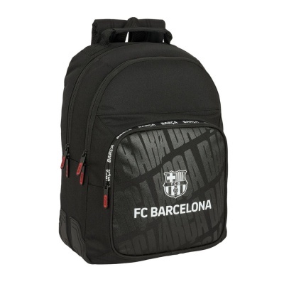 mochila preta FC BARCELONA com logo e texto branco
