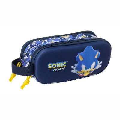 Estojo azul escuro com imagem do Sonic e texto SONIC PRIME.