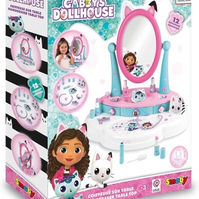Brinquedo de penteadeira rosa Gabby's Dollhouse com acessórios e espelho oval