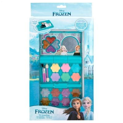 Conjunto maquilhagem infantil Disney Frozen com sombras coloridas e dois pinceis