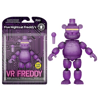 Boneco VR FREDDY roxo Five Nights at Freddy's com microfone e embalagem