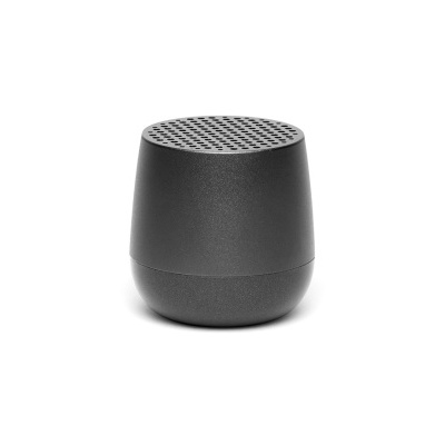 Coluna sonora portátil preta com grelha circular perfurada