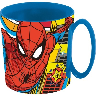 Caneca azul com imagem colorida do Spider-Man