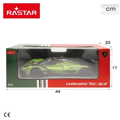 Carro radiocontrolado Lamborghini SC 63 verde na embalagem