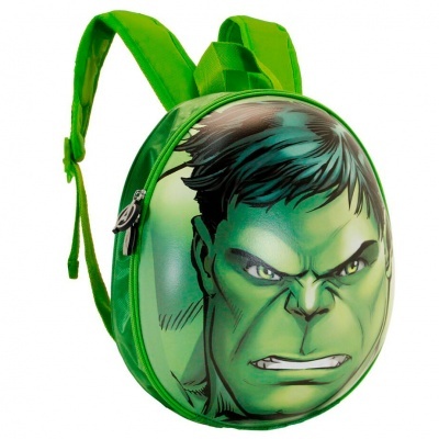Mochila infantil verde com estampa da cara do Hulk