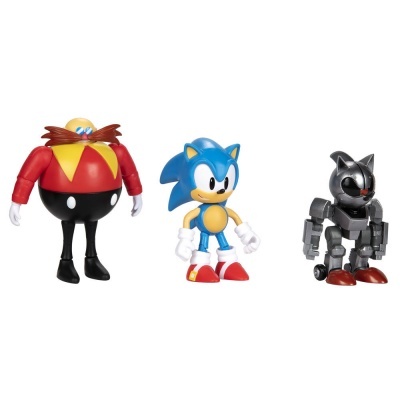 Três figuras de ação Sonic em fundo branco