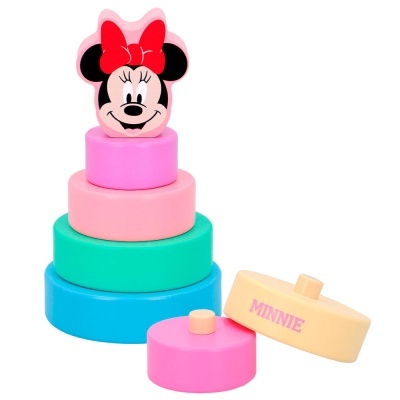 Brinquedo empilhável com cabeça da Minnie e anéis coloridos