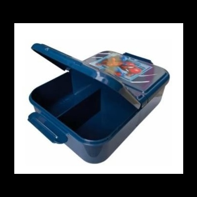 Caixa de armazenamento azul com tampa do Homem-Aranha