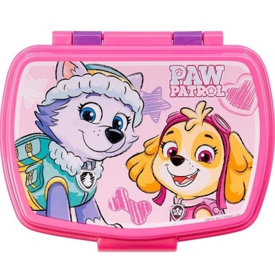 Estojo cor-de-rosa com personagens Paw Patrol e texto PAW PATROL