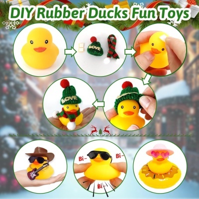 Patinhos de borracha amarelos com acessórios e tema natalício