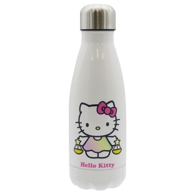 Garrafa térmica branca Hello Kitty com tampa prateada