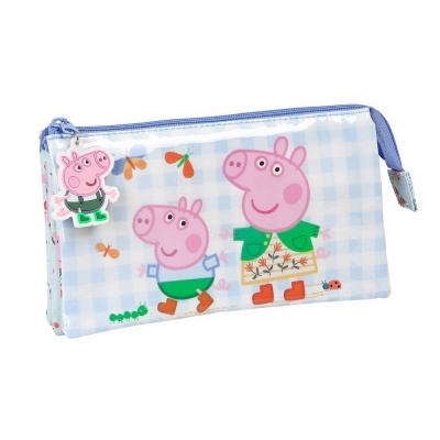Estojo azul claro com personagens Peppa Pig