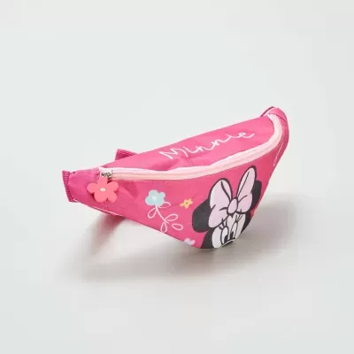 Pochete rosa com estampa da Minnie e detalhes florais