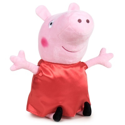 Pelúcia da personagem Peppa Pig com vestido vermelho
