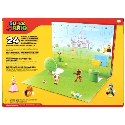 Caixa do calendário de advento Super Mario com figuras e cenário do videojogo