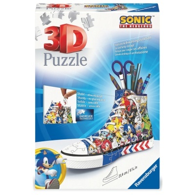 Puzzle 3D Ravensburger sapatilha Sonic para armazenamento