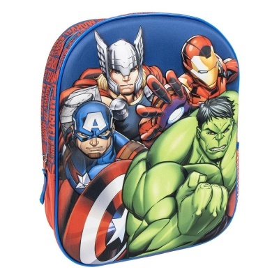 Mochila infantil dos Vingadores com super-heróis Capitão América, Thor, Homem de Ferro e Hulk