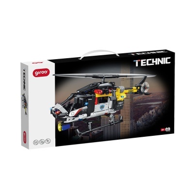 Caixa de blocos de construção para montar um helicóptero