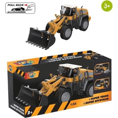 Modelo de retroescavadora amarela e preta, embalagem preta, para crianças a partir de 3 anos